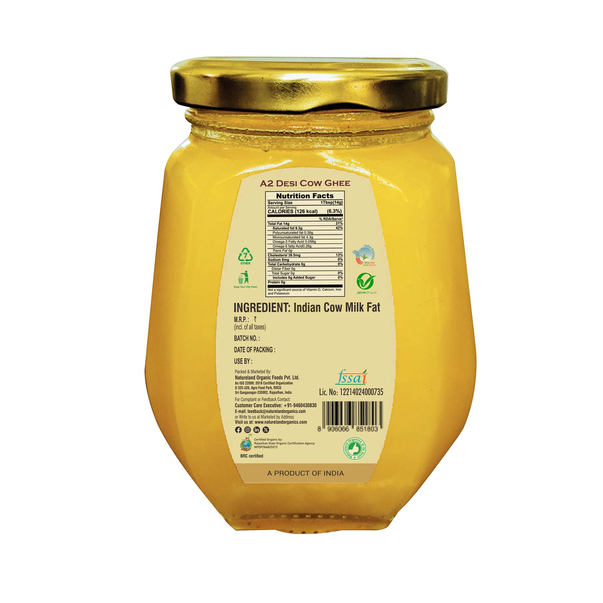 Organic A2 Desi Cow Ghee 350 Ml thumbnail 2