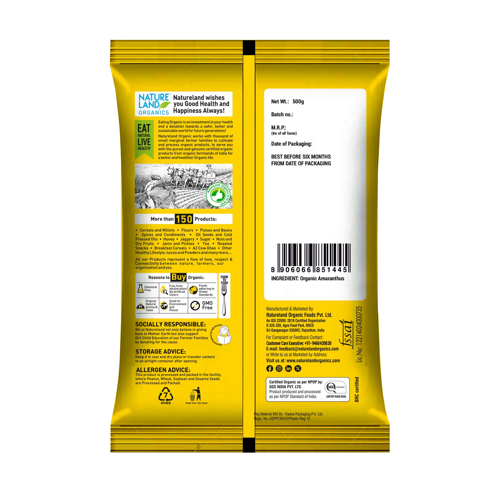 Organic Amaranthus Flour (Rajgira Atta) 500 Gm image 2