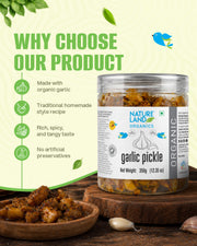 Organic Garlic Pickle 350 Gm