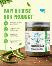 Organic Green Chilli Pickle 350 Gm
