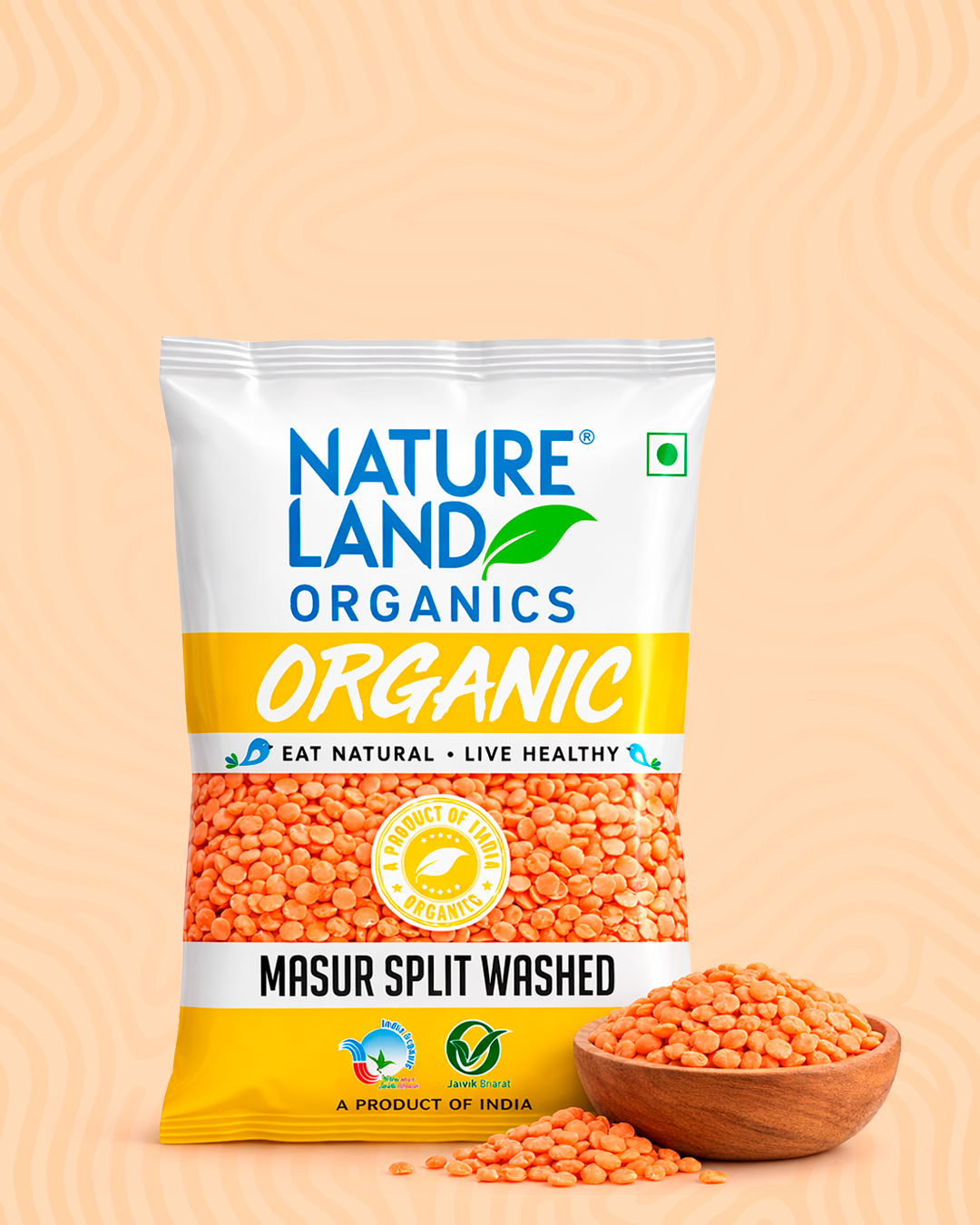 Organic Masur/Masoor Split Washed Online (500gm) | NatureLand Organics ...