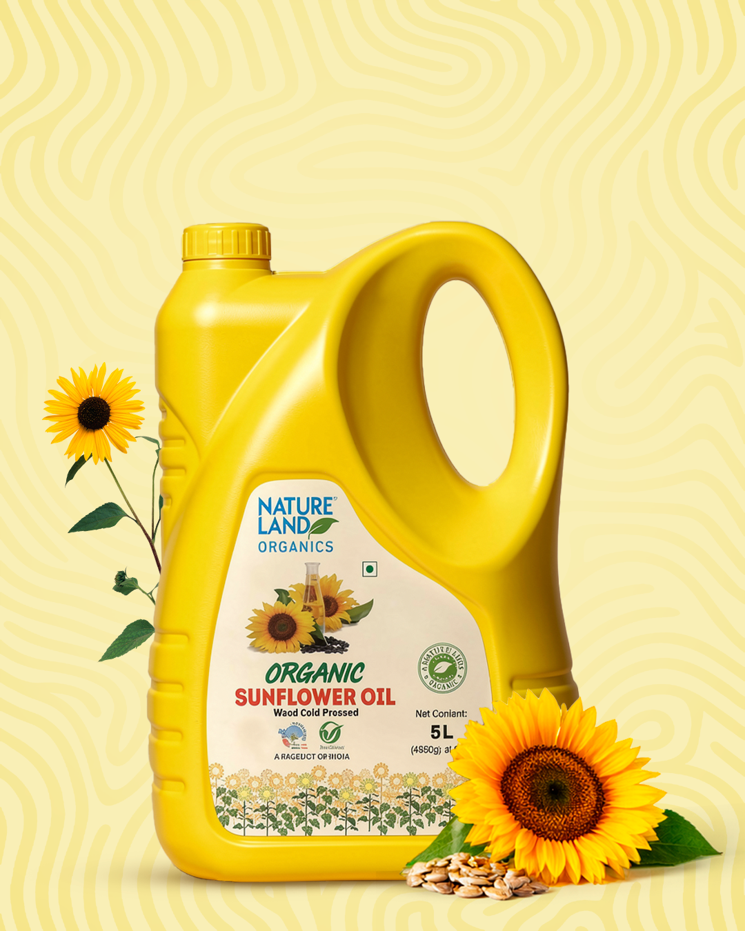 Organic Wood Cold Pressed Sunflower Oil 5Ltr.