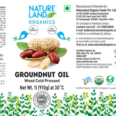 Organic Wood Cold Pressed Groundnut Oil 1 Ltr.