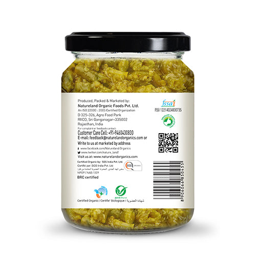 Buy Organic Green Chilli Pickle Online 350 Gm Backside