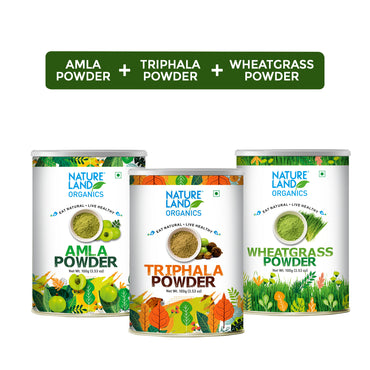 Amla Powder+Triphala powder+Wheatgrass powder 100 Gm