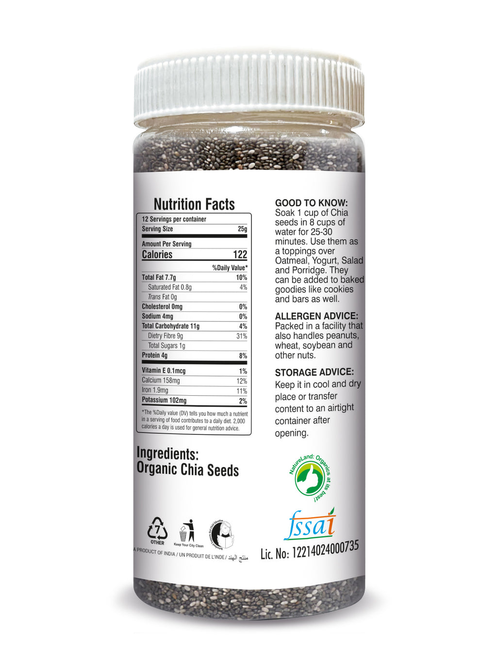 Chia Seeds: Buy Organic Edible Chia Seeds Online in India – Natureland ...