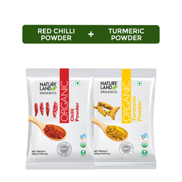 Organic Red Chilli Powder Online 200 Gm+Organic Turmeric Powder Online 200 Gm(Pack of 2)