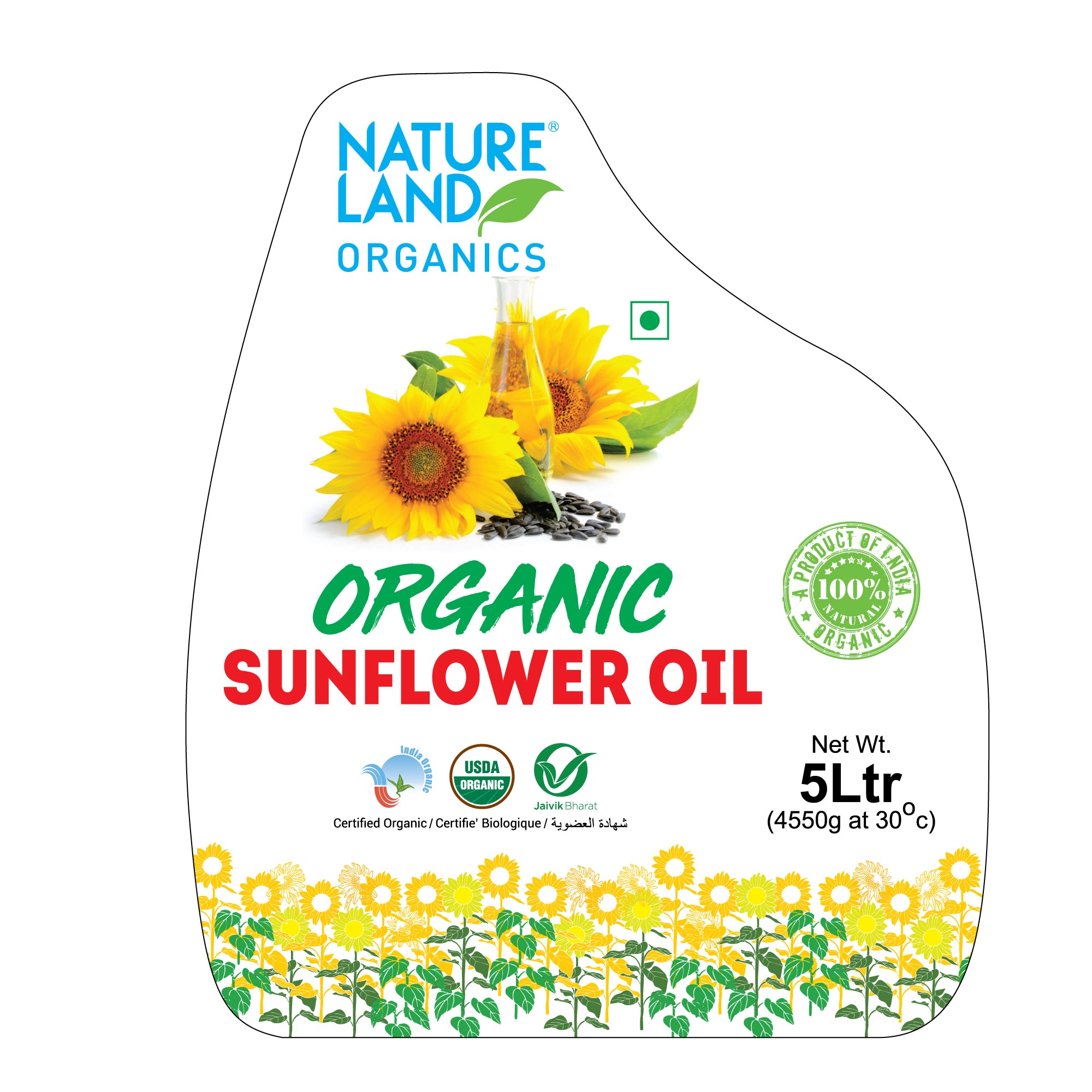 Organic Wood Cold Pressed Sunflower Oil 5 Ltr.