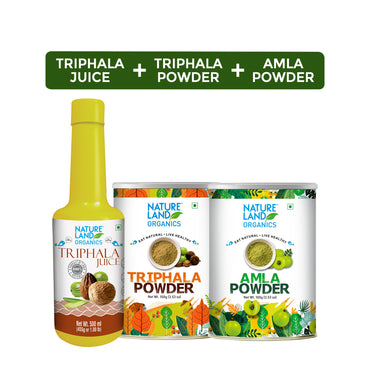 Organic Triphala Juice 500 Ml+Triphala powder 100 Gm +Amla powder 100 Gm